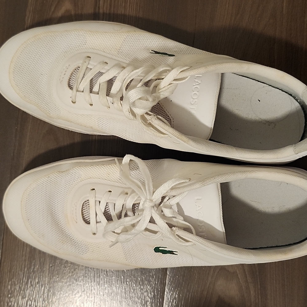 Lacoste Men's White and Green Sneakers